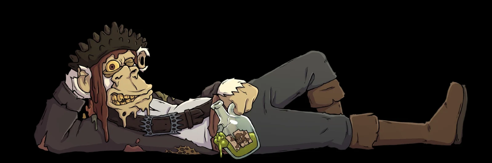 A Sea Mutant reclining with a bottle of serum